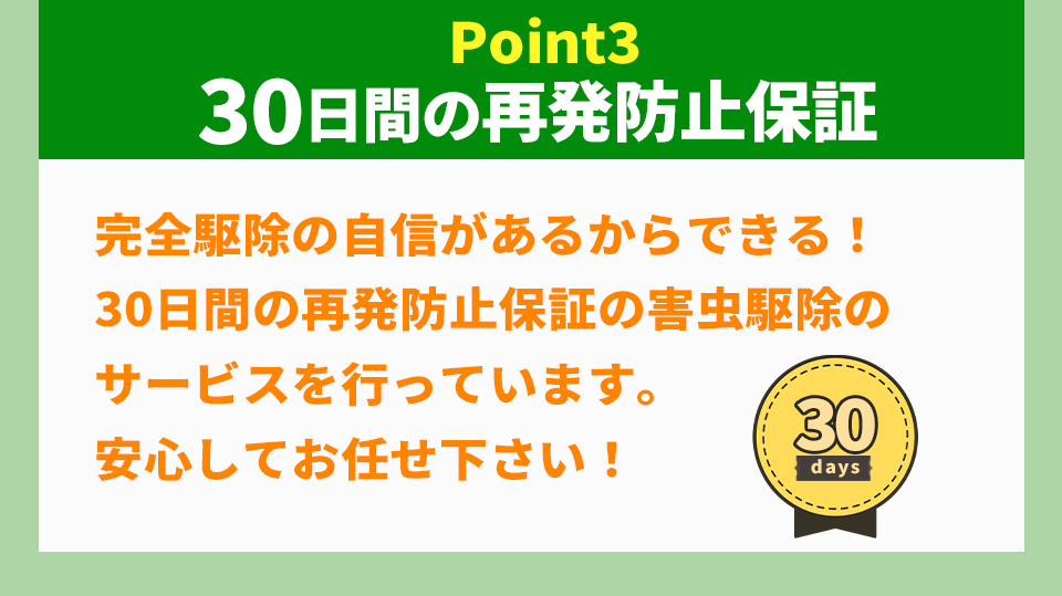 30日間の再発防止保証